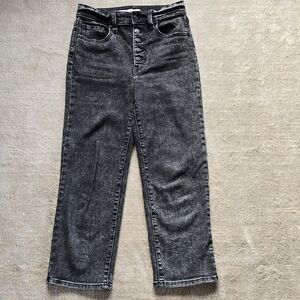 Eunina High-Rise Wide-Leg Crop Charcoal Jeans | Size 3